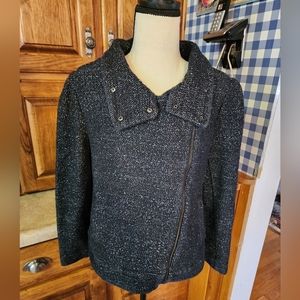 LOFT Black Marled Coat Size M
